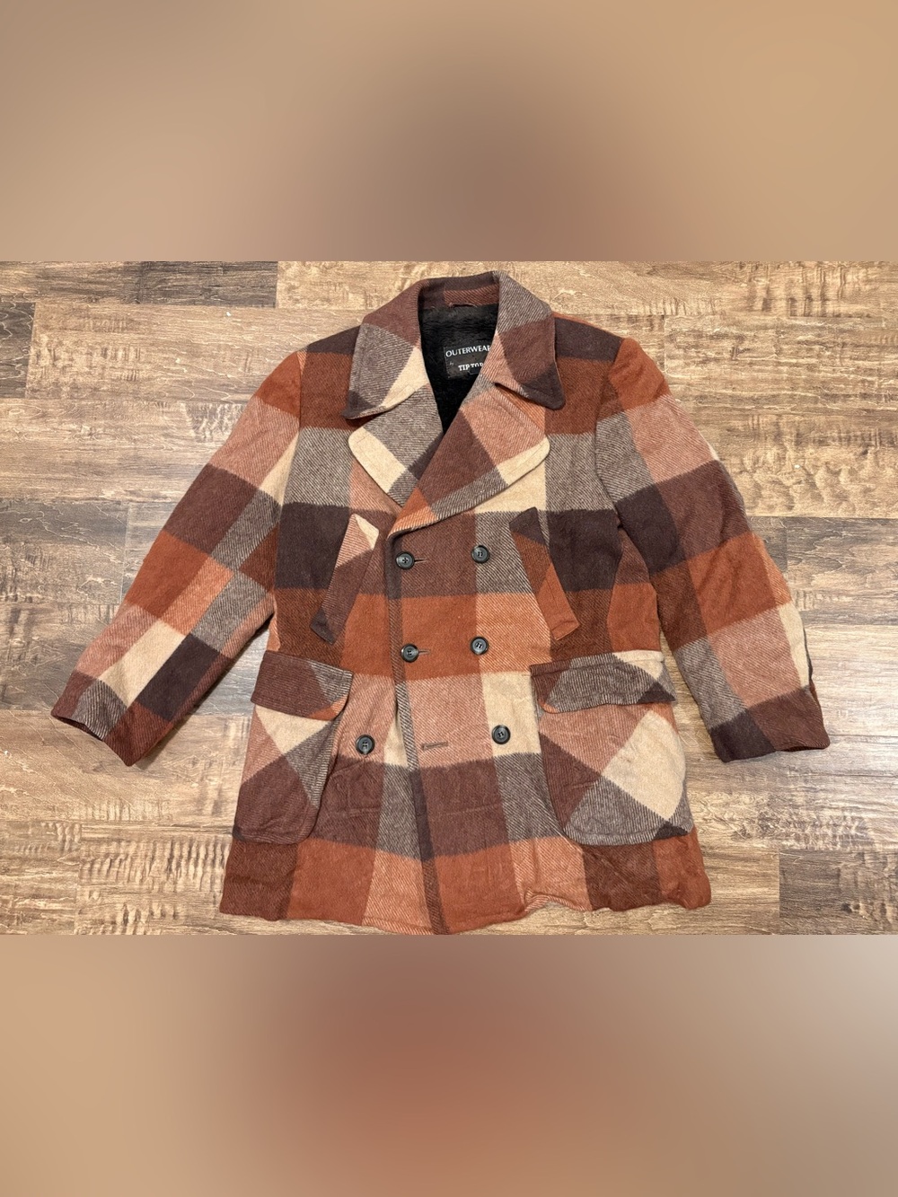 80s Plaid Wool Jacket/ Borg Lining